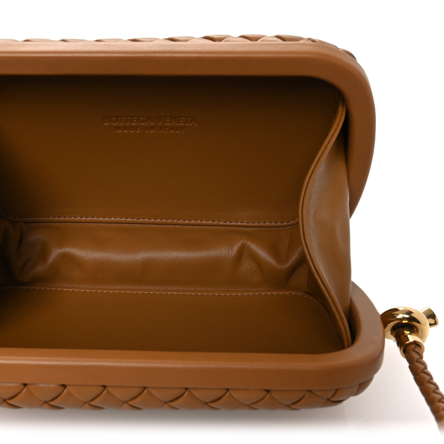 Bottega Veneta Calfskin Intrecciato Knot On Strap Camel 5 of 9