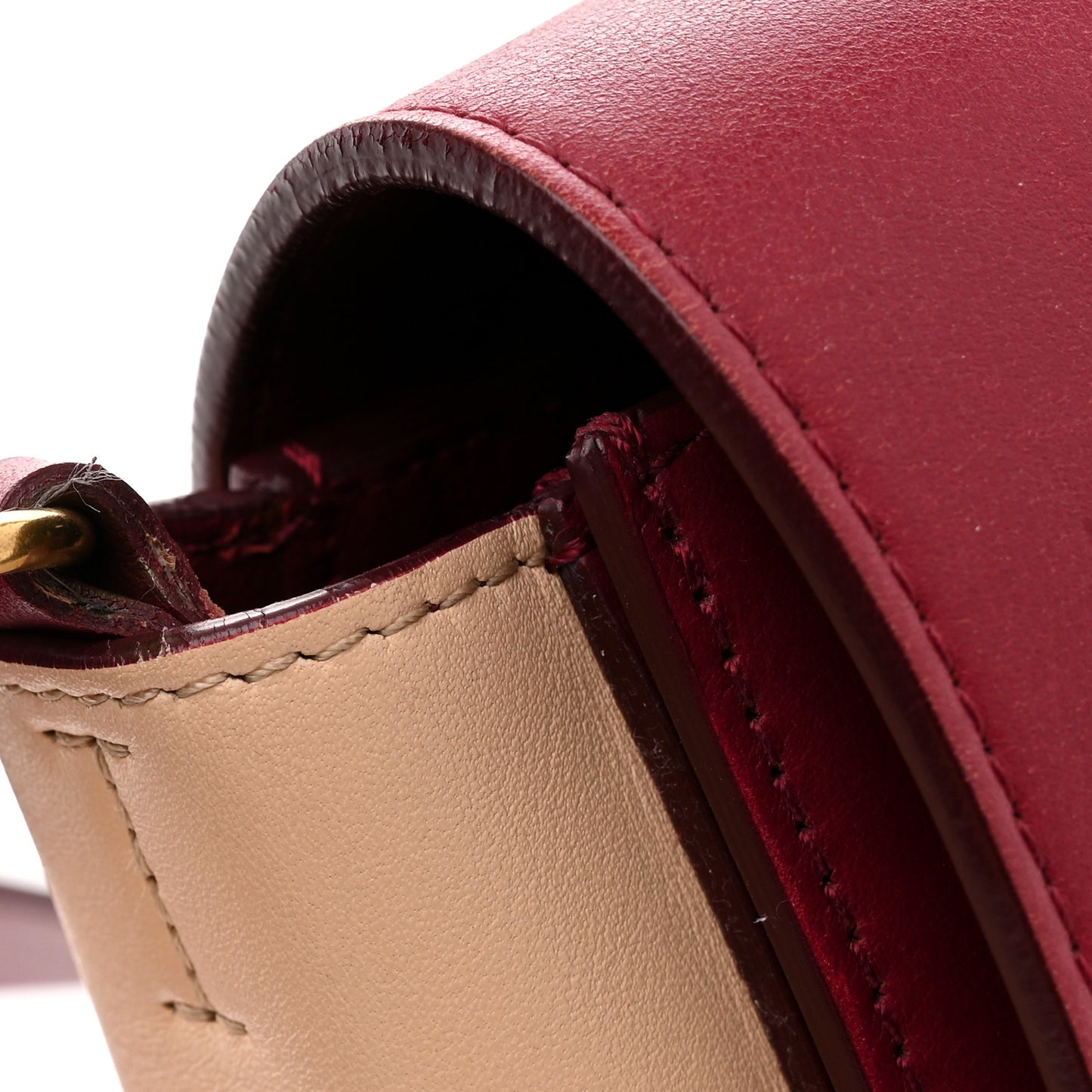 Shiny Smooth Calfskin Medium Frame Shoulder Bag Ruby Nude