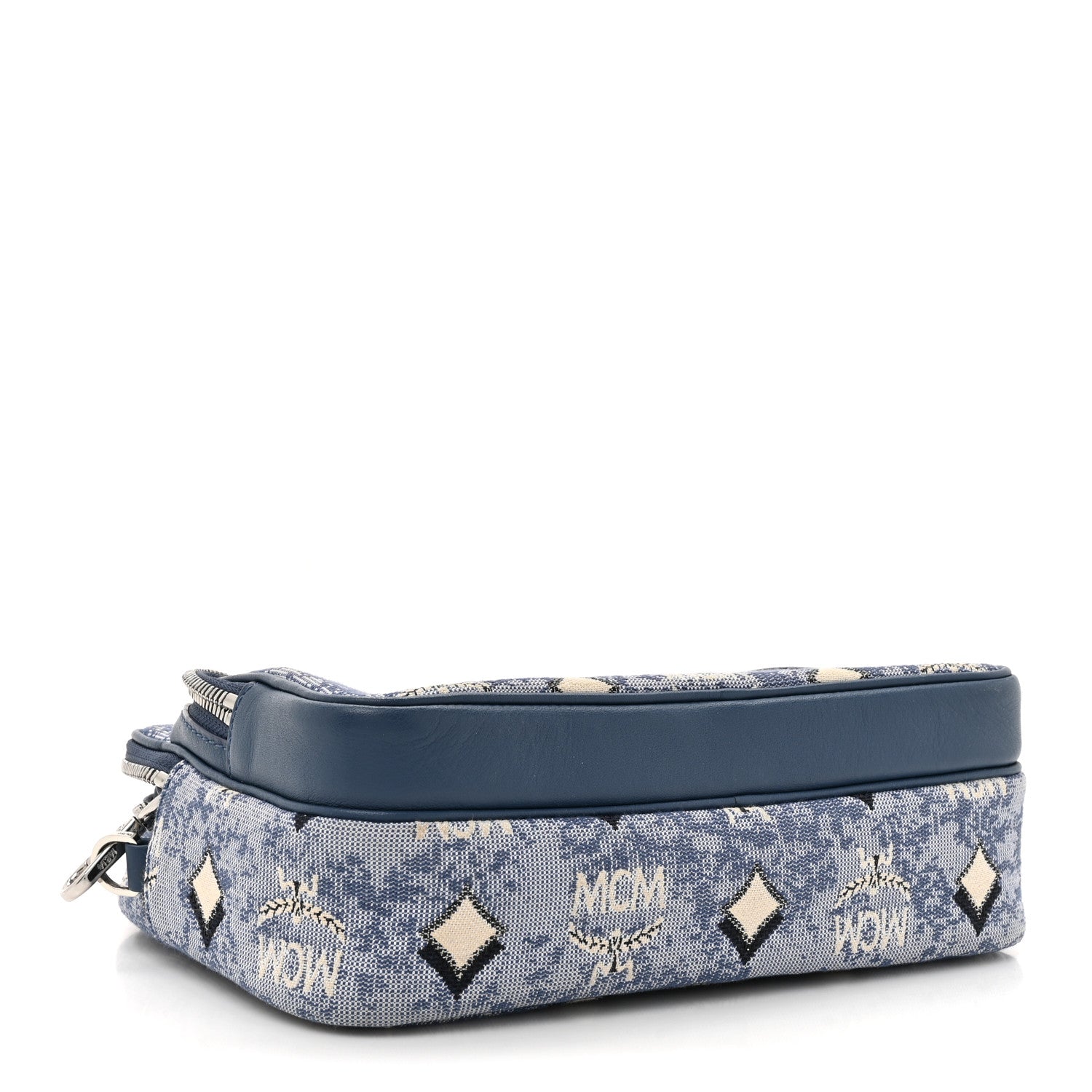 MCM Vintage Jacquard Monogram Small Aren Crossbody Blue 4 of 11