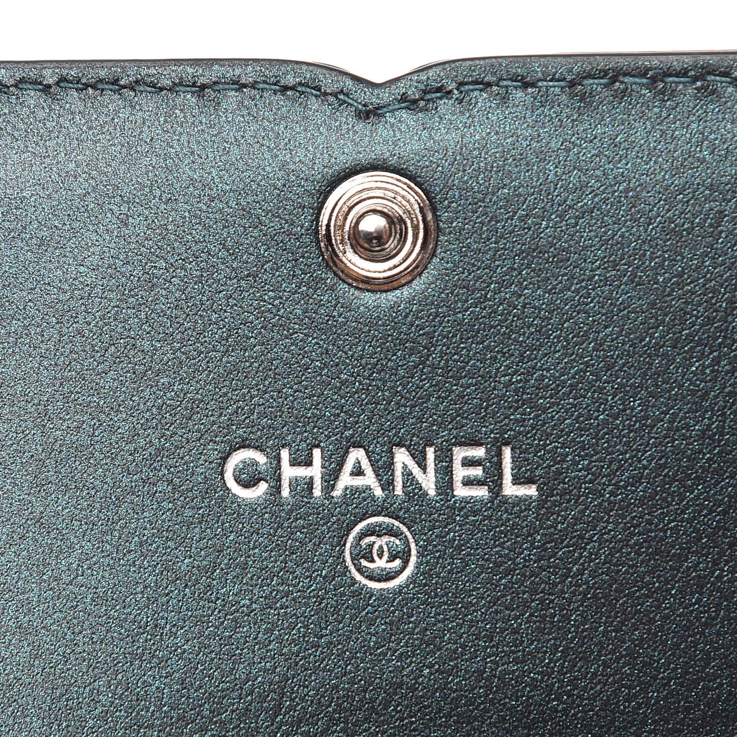 Iridescent Caviar Quilted Filigree Card Holder Dark Turquoise