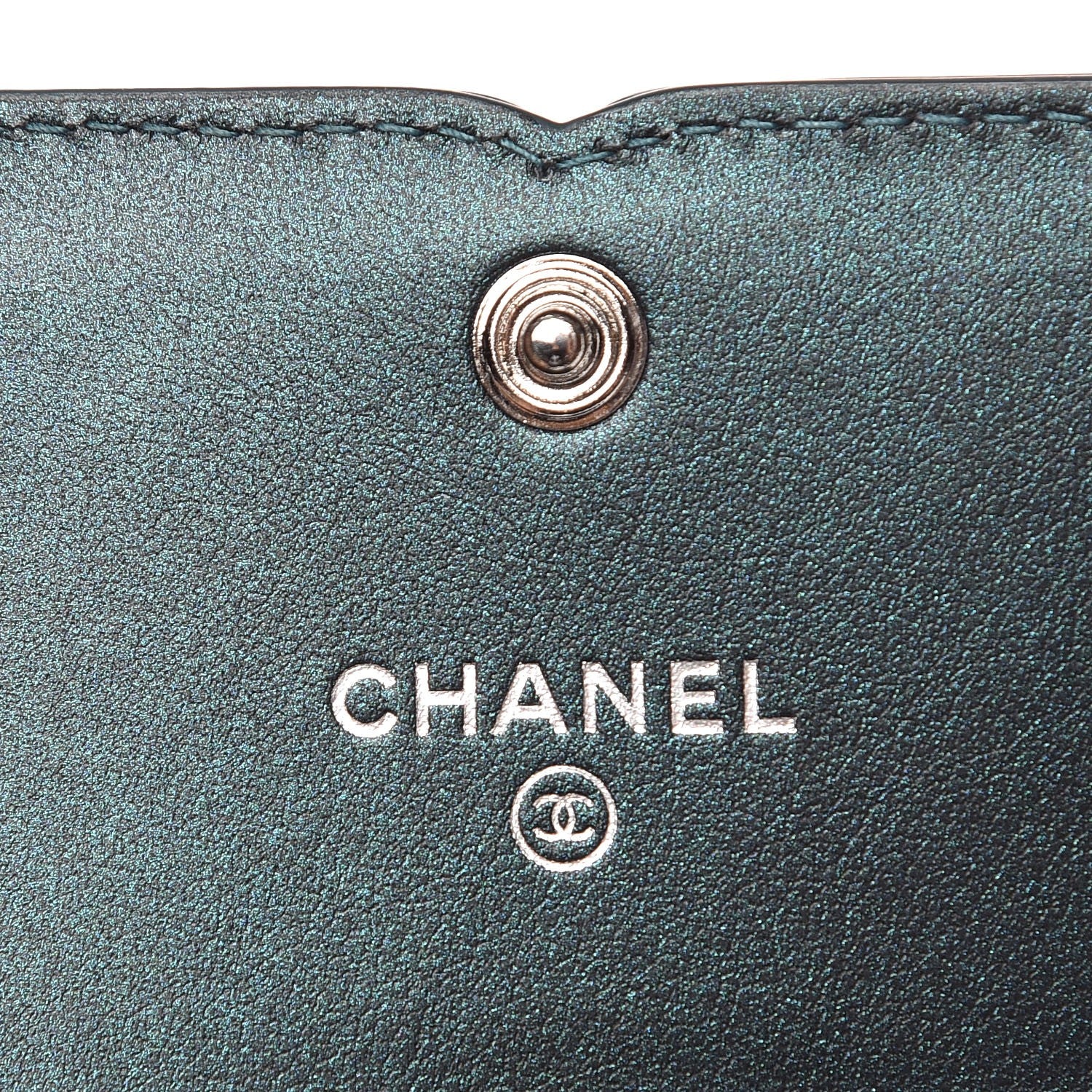 Chanel Iridescent Caviar Quilted Filigree Card Holder Dark Turquoise 6 of 9