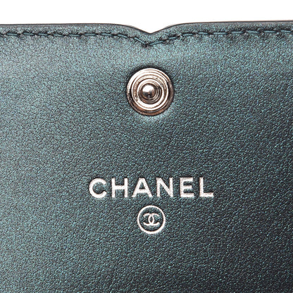 Chanel Iridescent Caviar Quilted Filigree Card Holder Dark Turquoise 6 of 9