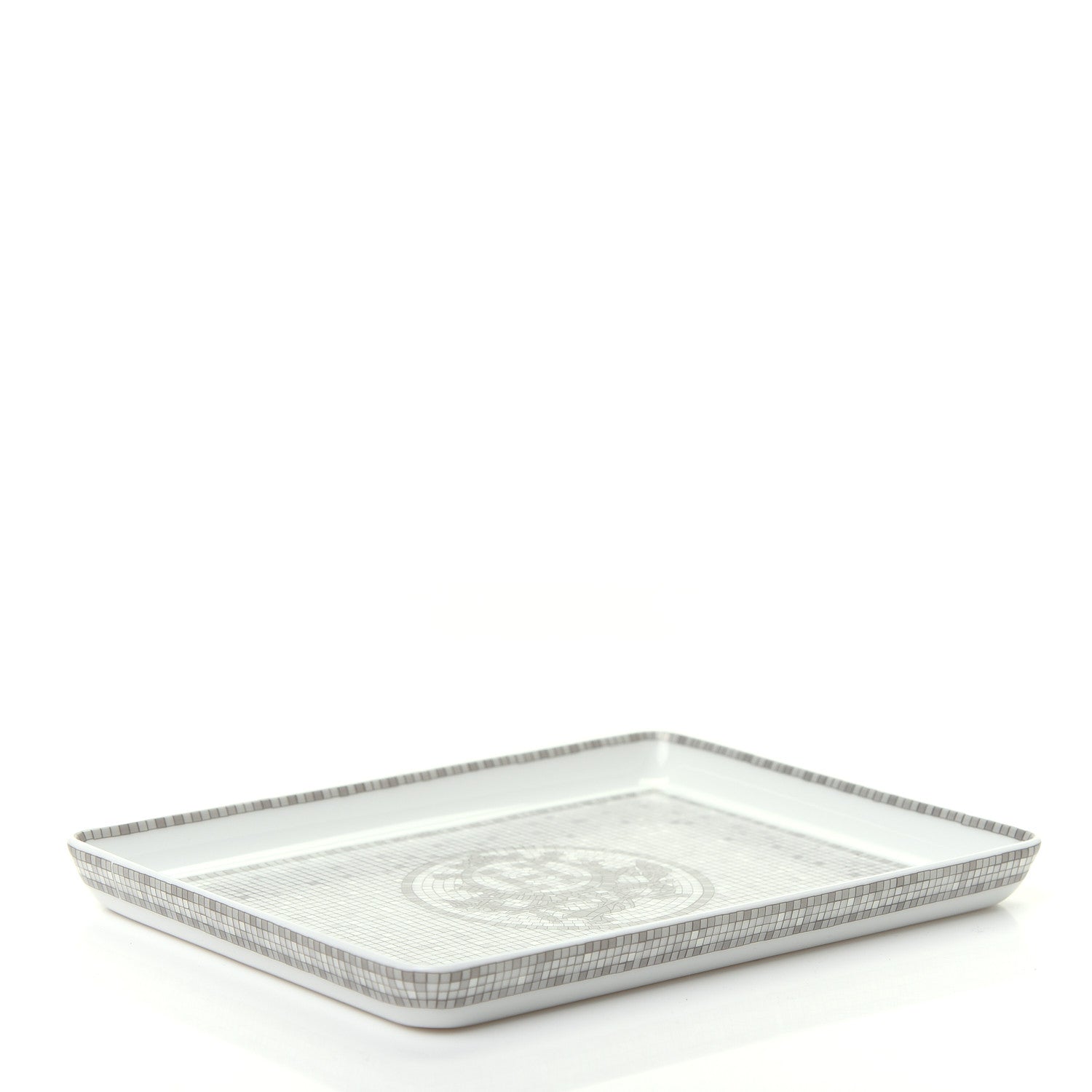Hermes Porcelain Mosaique Au 24 Sushi Plate Platine 4 of 7