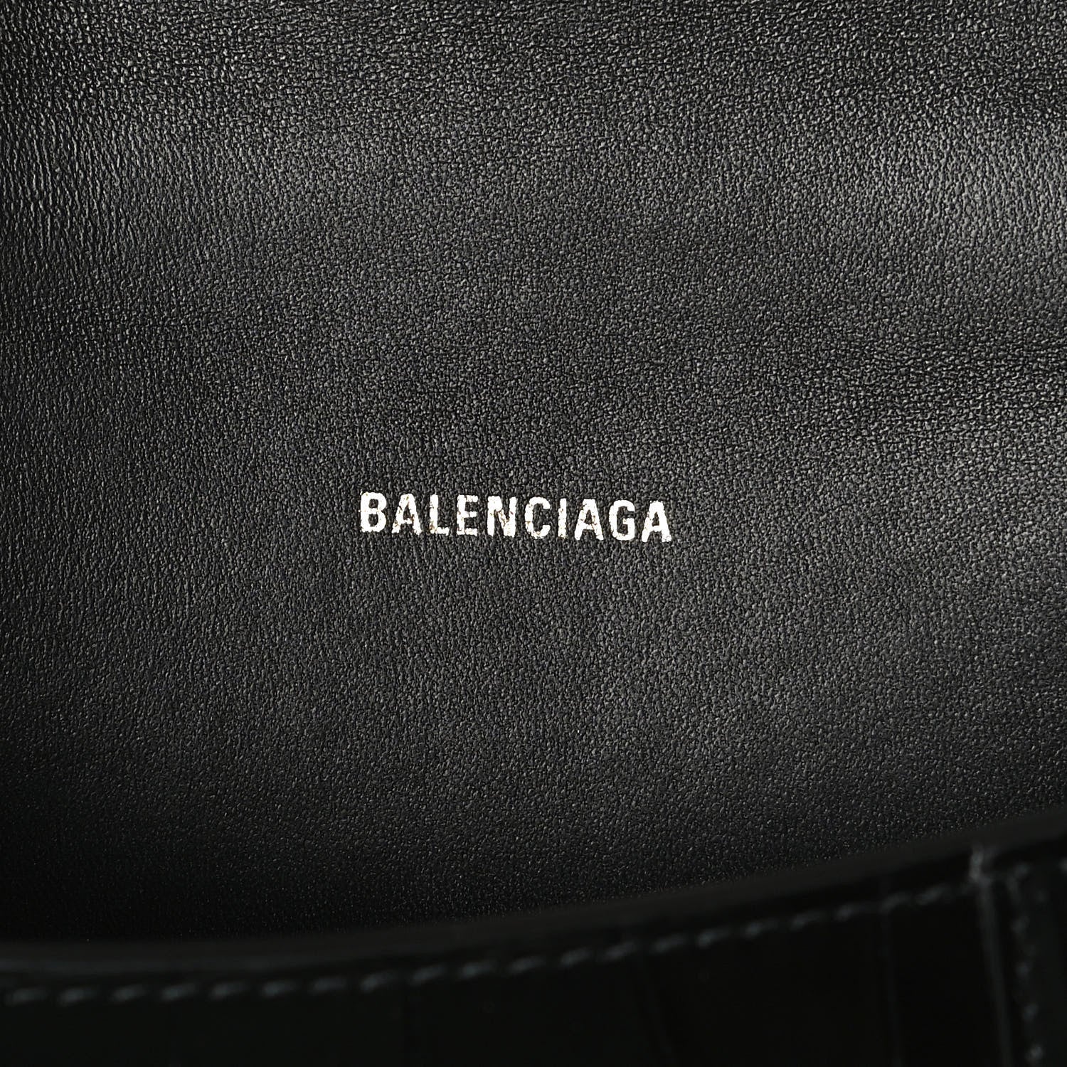 Balenciaga Shiny Calfskin Crocodile Embossed Hourglass Top Handle Bag XS Black 4 of 13