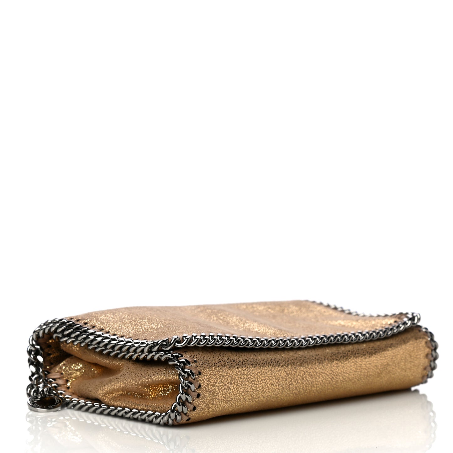Metallic Crackle Shaggy Deer Falabella Crossbody Bag Gold