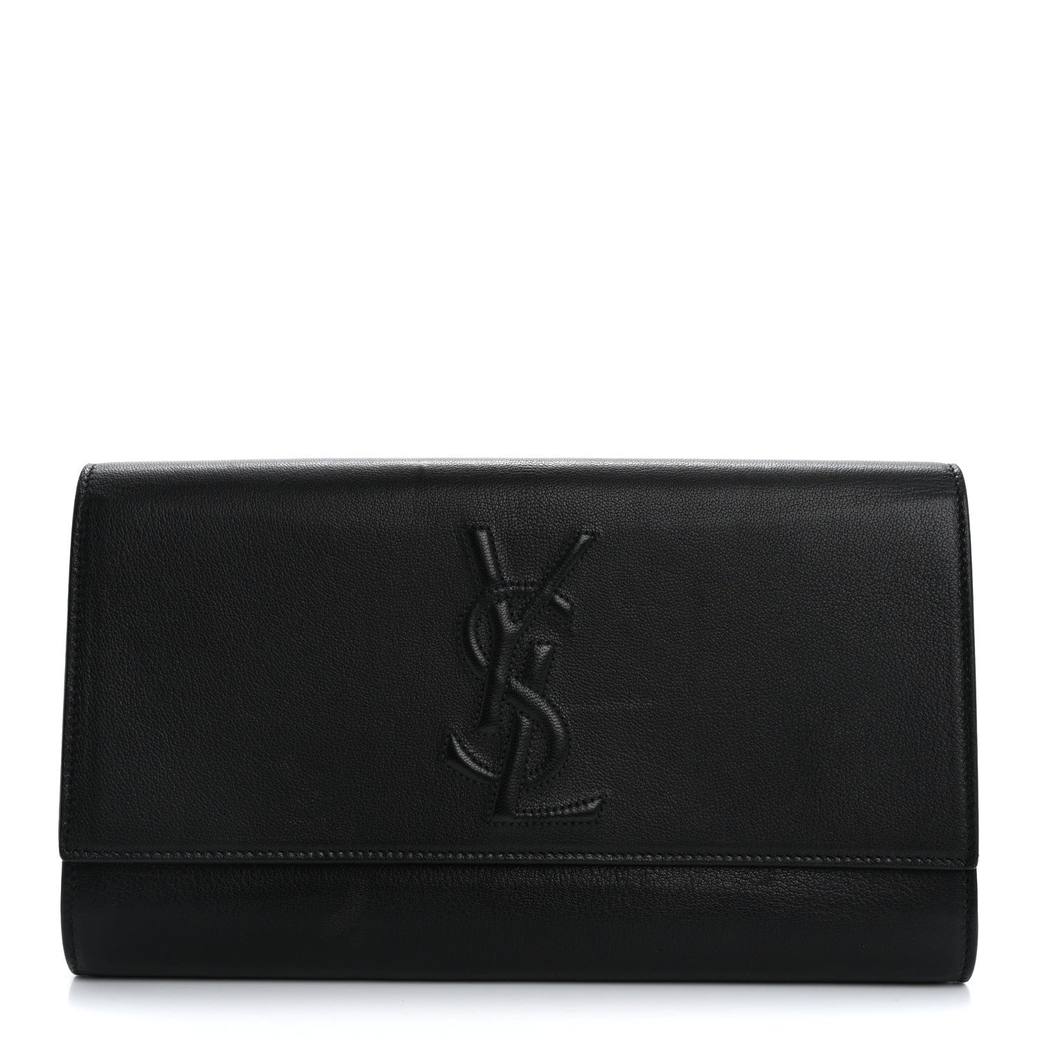 Saint Laurent Calfskin Monogram Large Belle De Jour Clutch Black 1 of 13