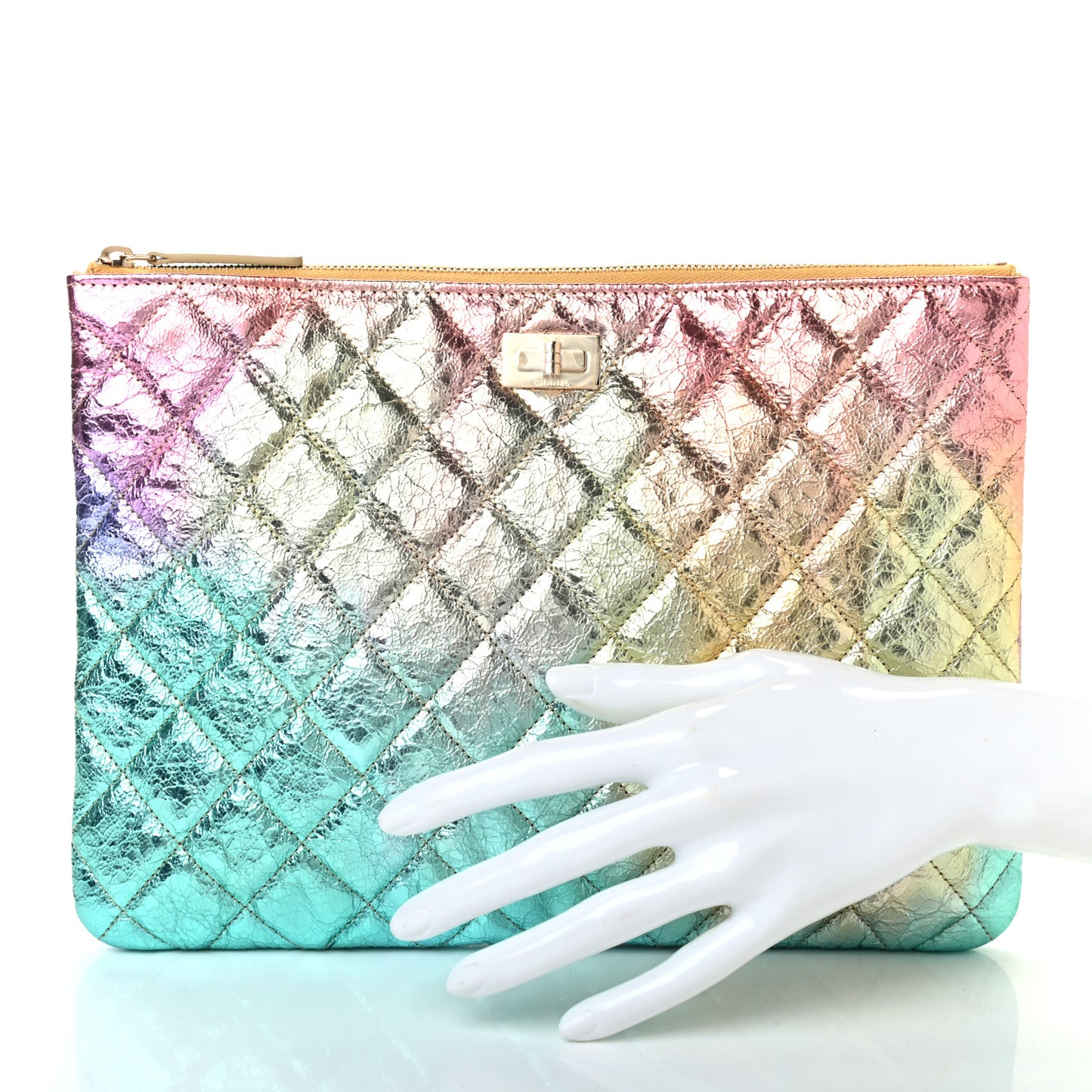 Metallic Goatskin Quilted Medium 2.55 Reissue Cosmetic Case Multicolor