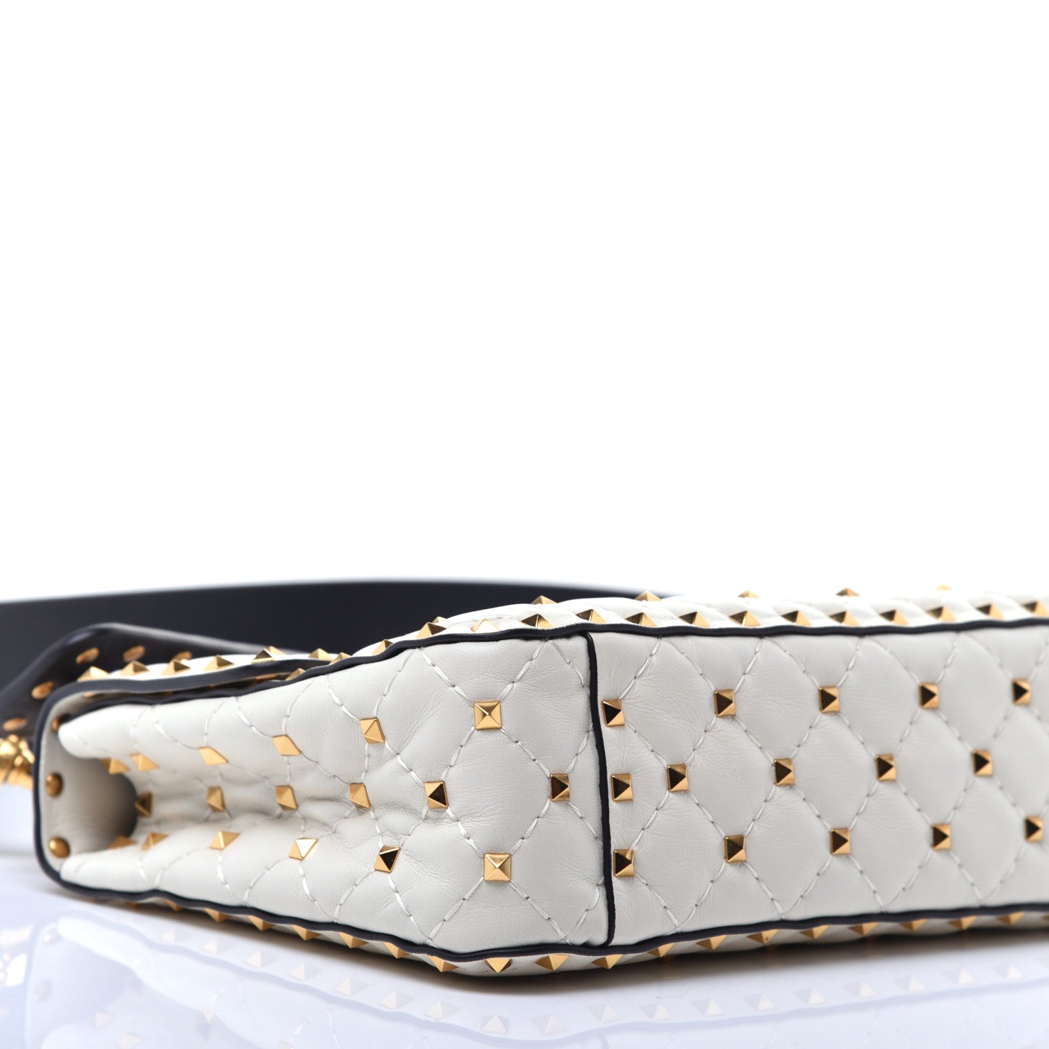 Valentino Garavani Lambskin Leopard Print Medium Rockstud Spike Shoulder Bag Ivory 7 of 8