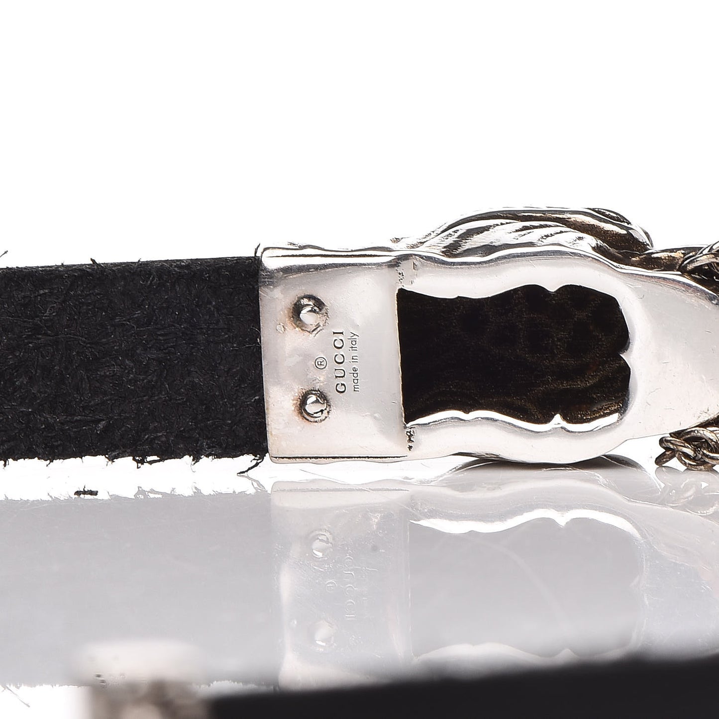 Sterling Silver Calfskin Tigers Head Choker