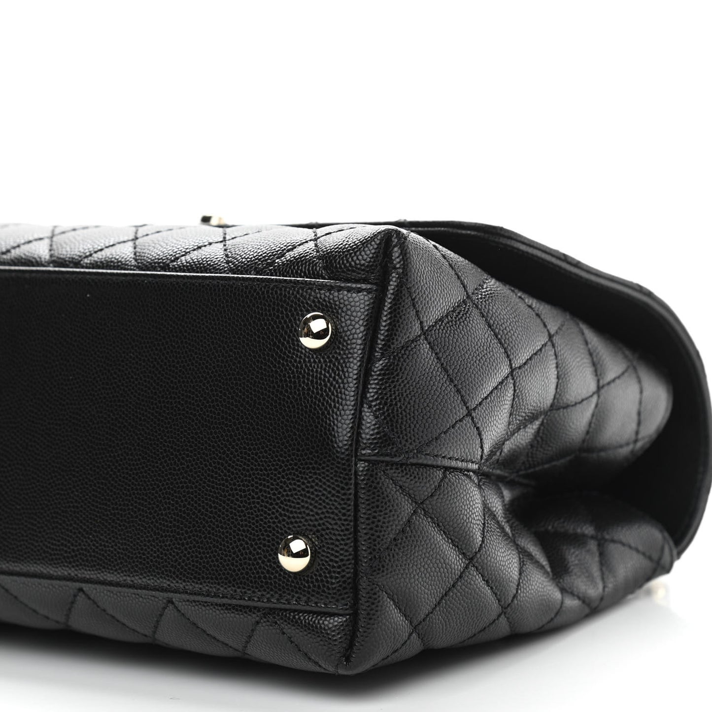 Caviar Quilted Small Coco Handle Flap Black