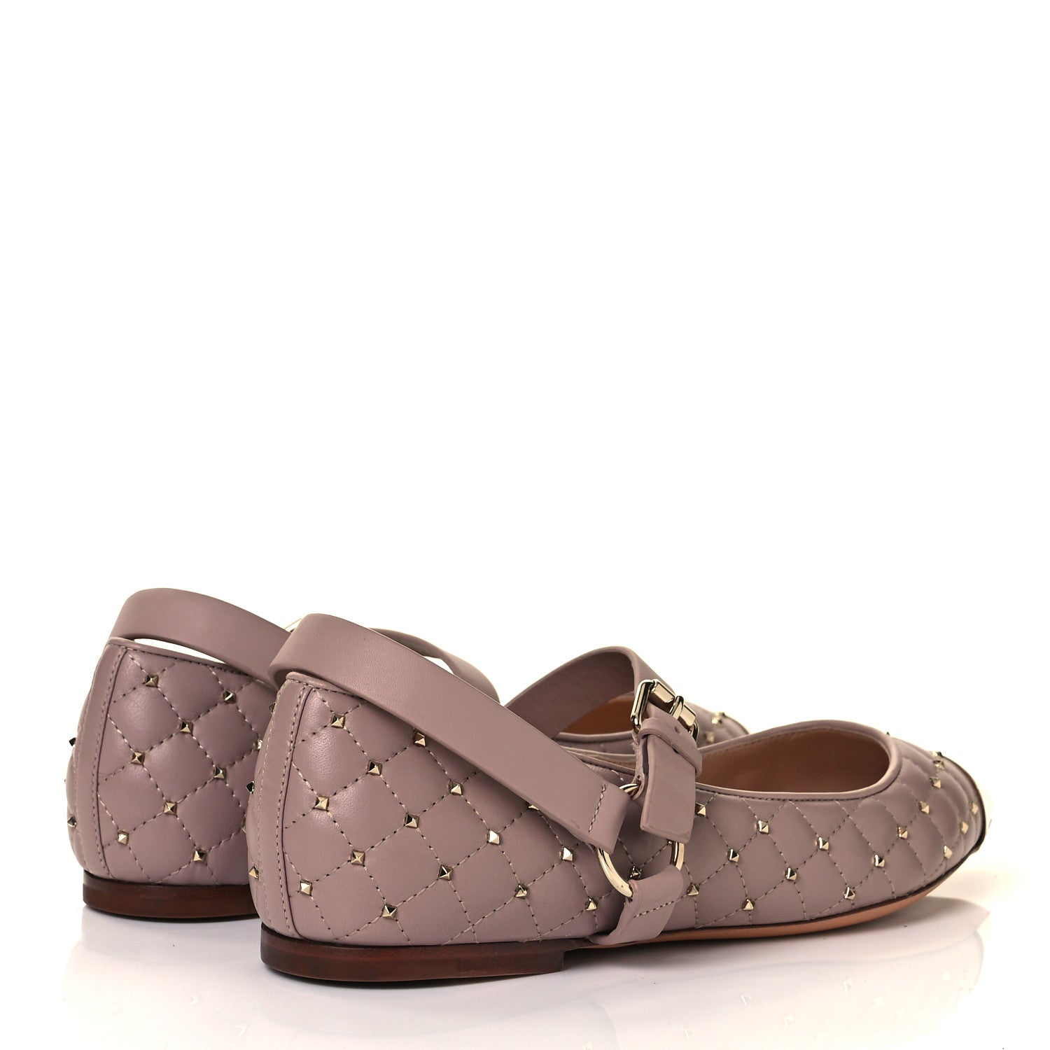 Valentino Garavani Lambskin Rockstud Spike Captoe Ballerina Flats 38 Poudre Gold 4 of 12