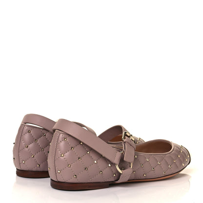 Valentino Garavani Lambskin Rockstud Spike Captoe Ballerina Flats 38 Poudre Gold 4 of 12