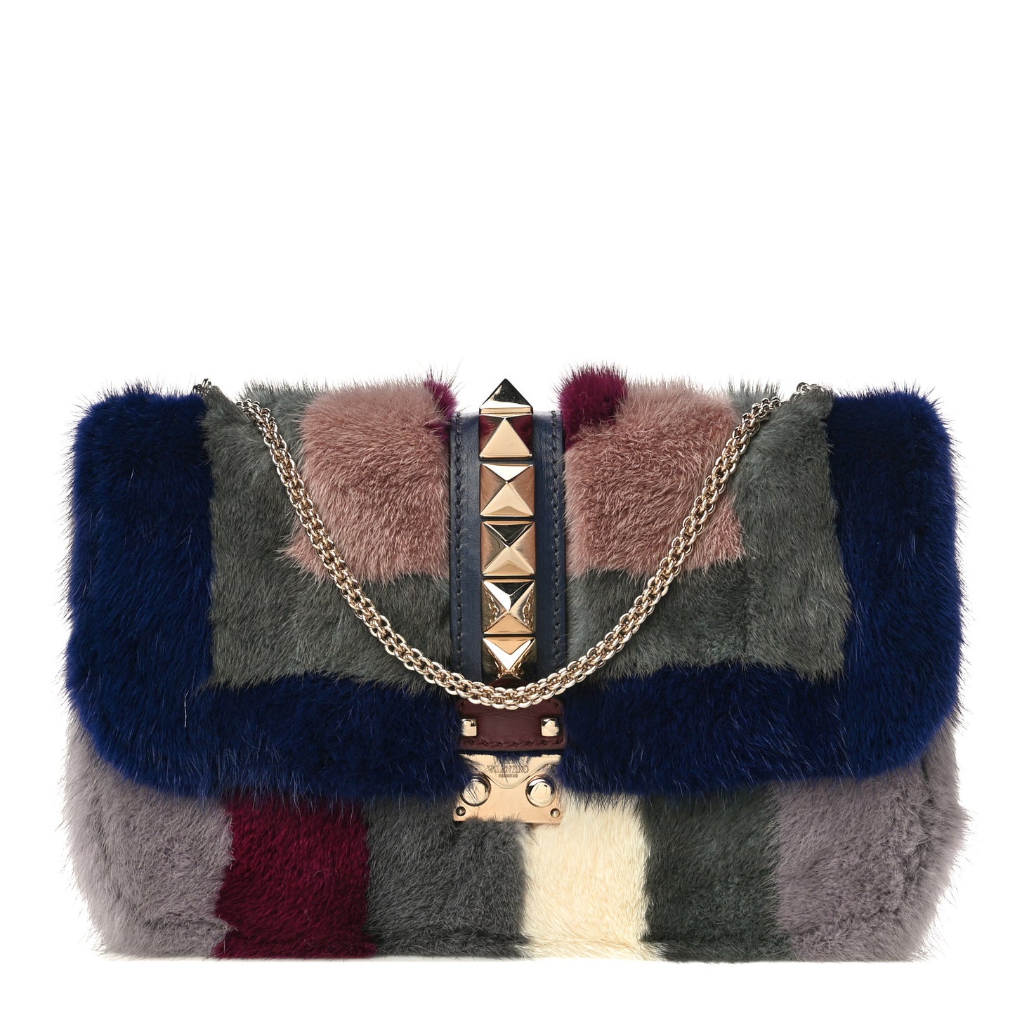 Mink Fur Medium Glam Lock Rockstud Flap Multicolor