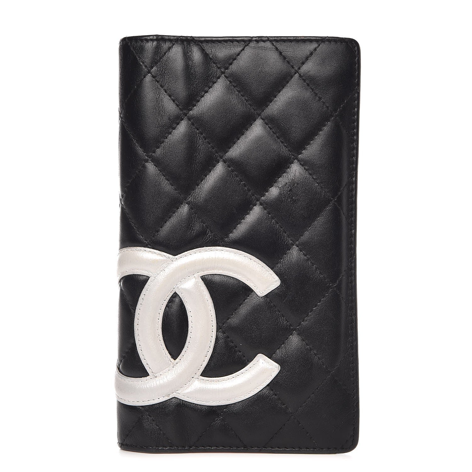 Chanel Calfskin Quilted Cambon Yen Wallet Black White 1 of 11