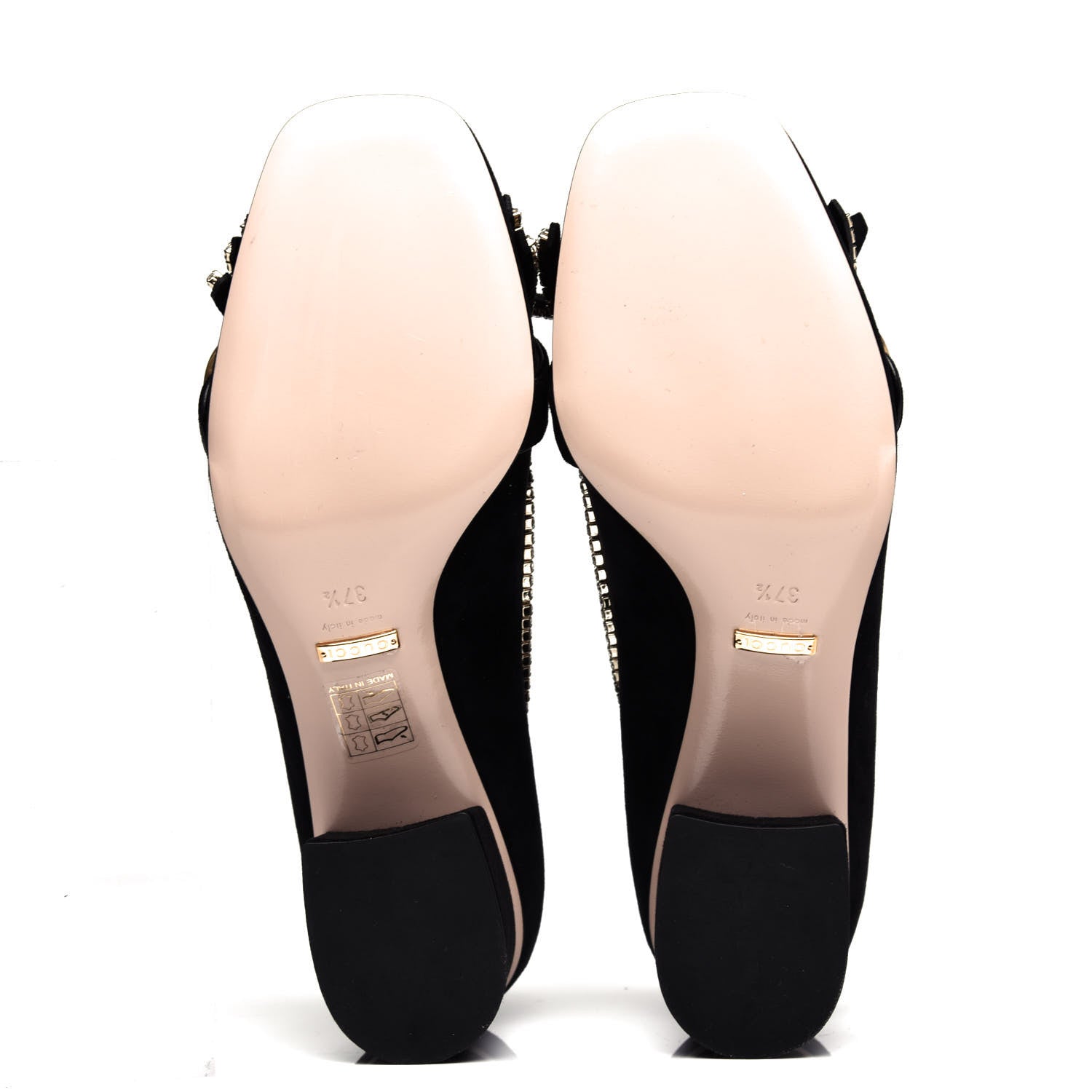 Gucci Kid Scamosciato Crystal GG Marmont Fringe 50mm Loafer Pumps 37.5 Black 6 of 10