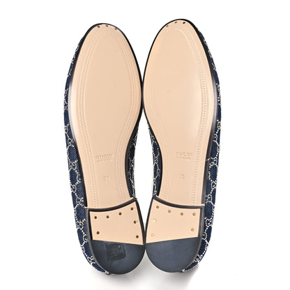Gucci Denim Crystal GG Monogram Horsebit Womens Jordaan Loafers 38 Deep Blue Blue Milad 6 of 10