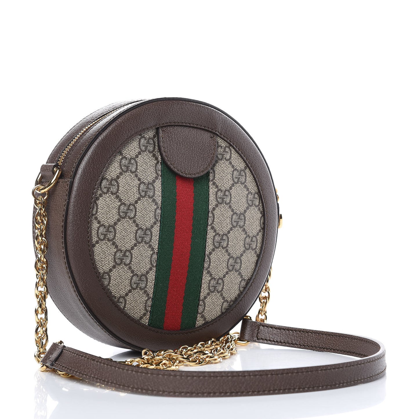 GG Supreme Monogram Web Mini Ophidia Round Shoulder Bag Brown