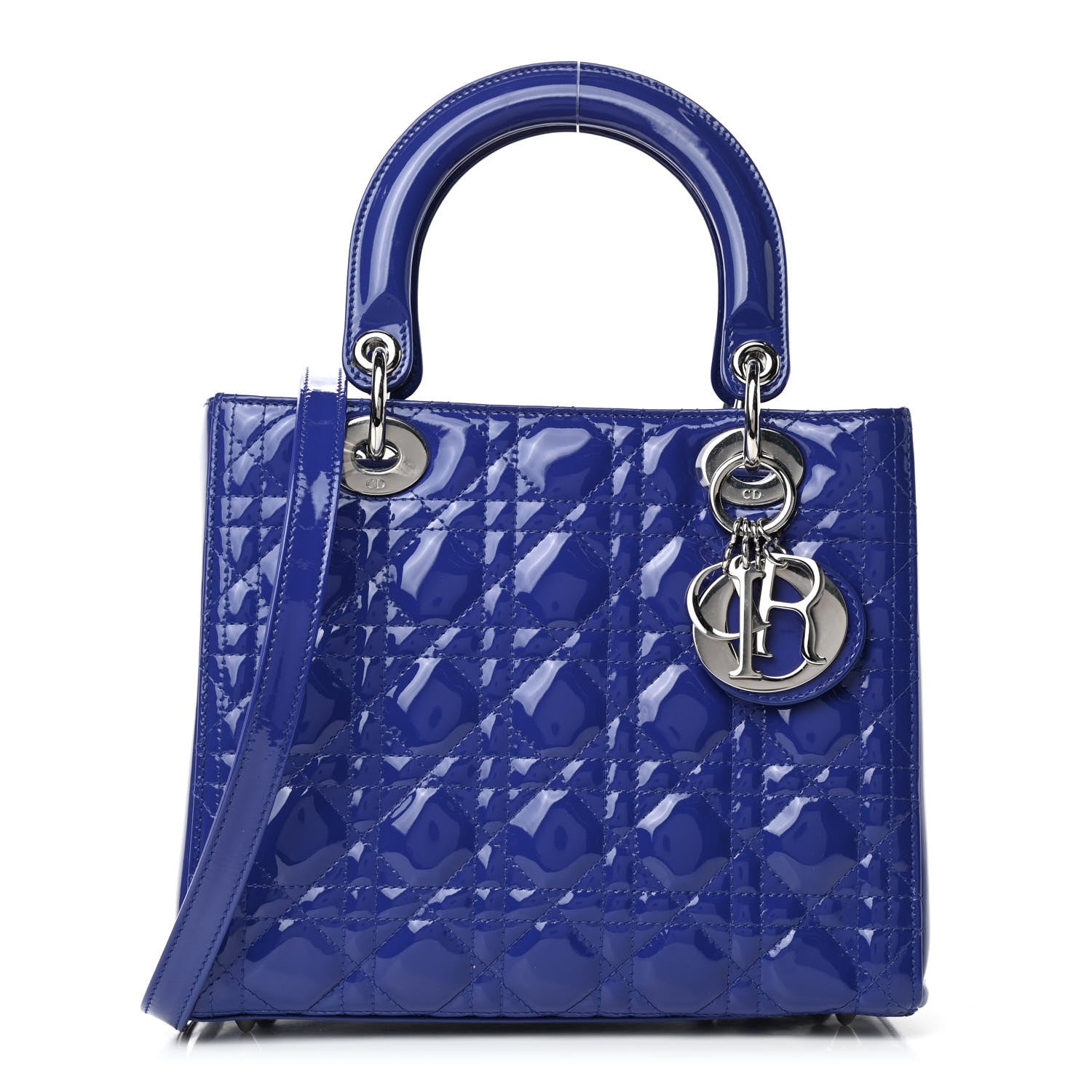 Christian Dior Patent Cannage Medium Lady Dior Blue 1 of 4