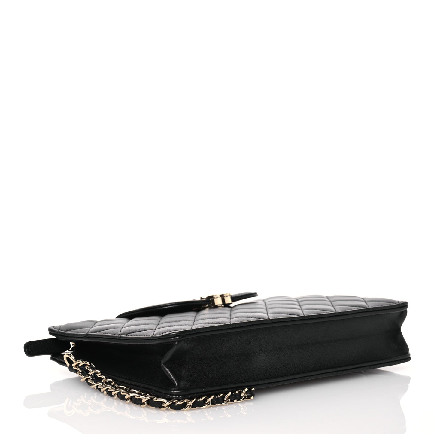 Lambskin Quilted CC Pouch Wristlet Black