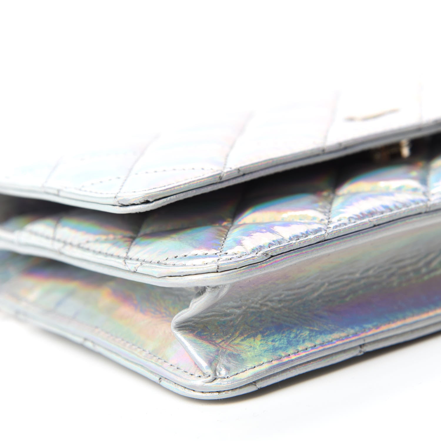 Chanel Iridescent Goatskin Quilted Wallet On Chain WOC Silver 6 of 12
