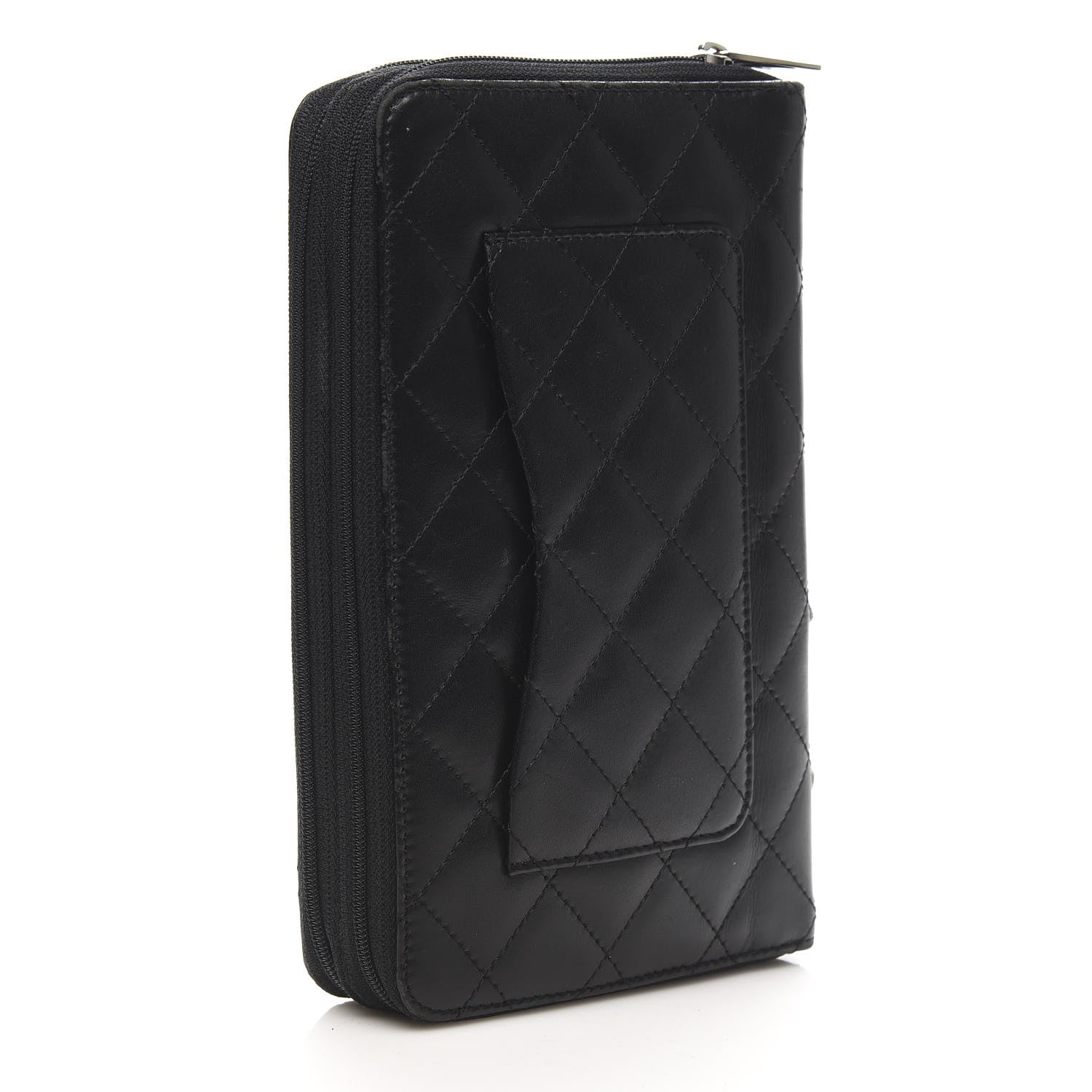 Chanel Calfskin Cambon Zip Around Organizer Wallet Black White 3 of 10