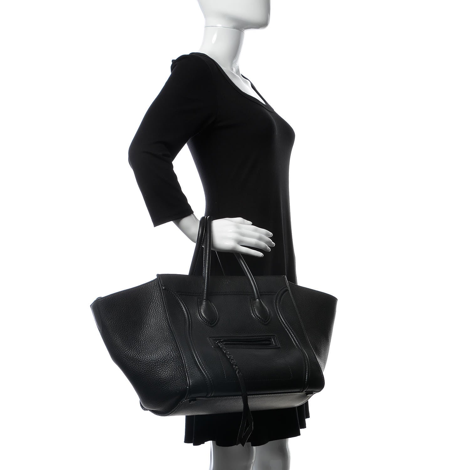 Celine Supple Calfskin Medium Phantom Luggage Black 2 of 8