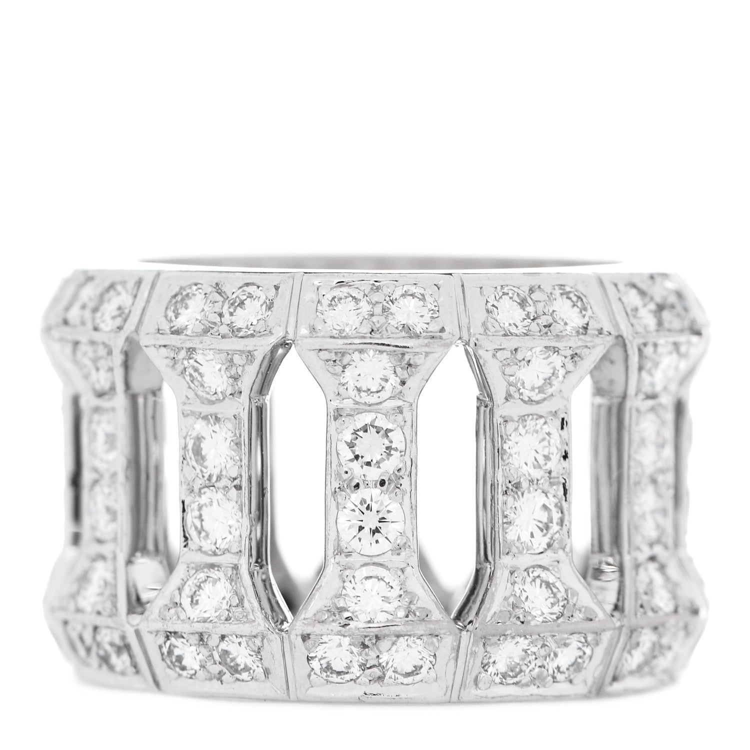 Cartier 18K White Gold Diamond Anthalia Ring 54 7 1 of 5