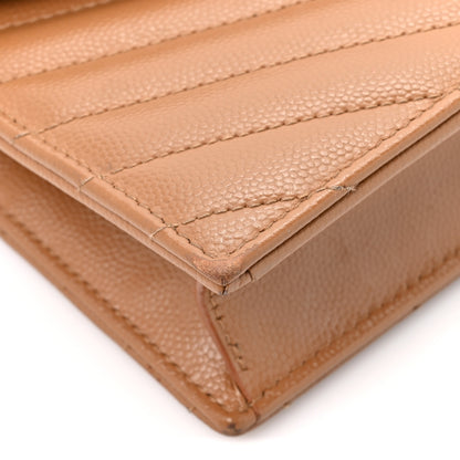 Saint Laurent Grain De Poudre Matelasse Chevron Monogram Envelope Chain Wallet Natural Dark 11 of 15