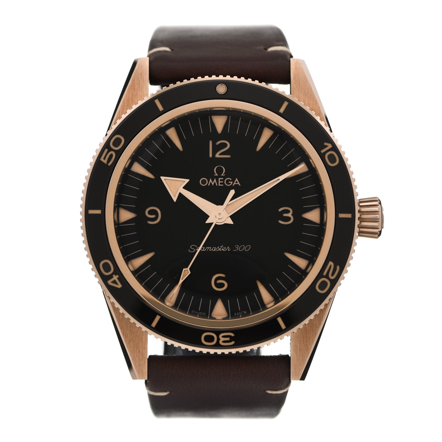 Omega 9K Bronze Gold Calfskin 41mm Seamaster 300 Co-Axial Master Chronometer Automatic Watch Brown 234.92.41.21.10.001 1 of 5