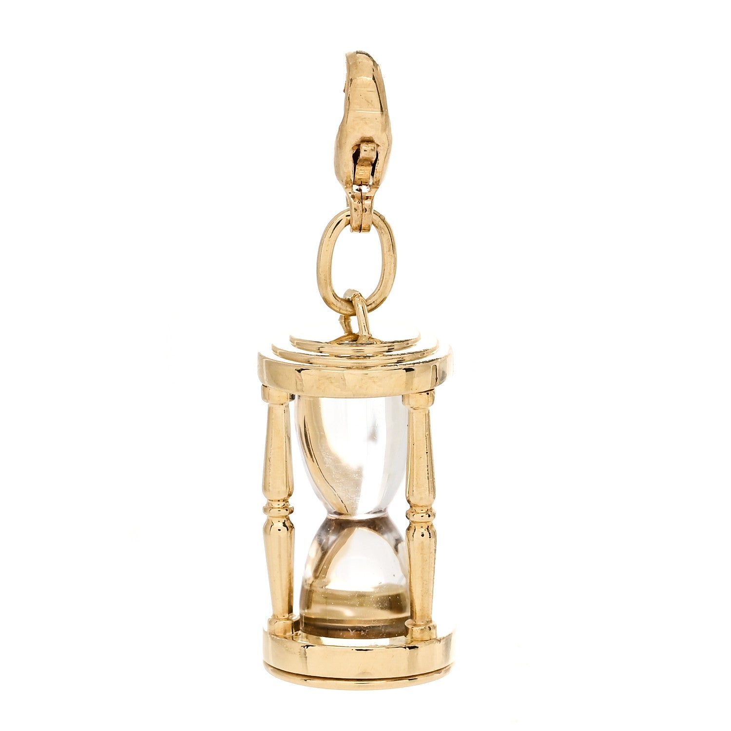 Tiffany 18K Yellow Gold Rock Crystal Hourglass Charm 1 of 4