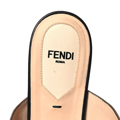Fendi Vitello FF Embossed Buckle Flat Mules 36.5 Maya Black 8 of 9
