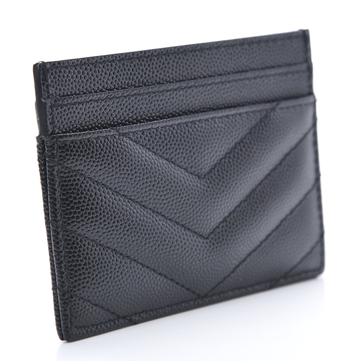 Grain De Poudre Matelasse Chevron Monogram Credit Card Case Black