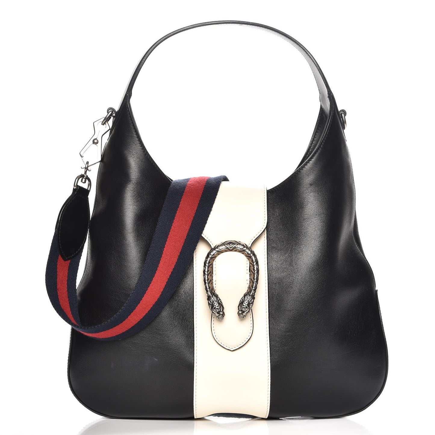Calfskin Web Medium Dionysus Hobo Black White
