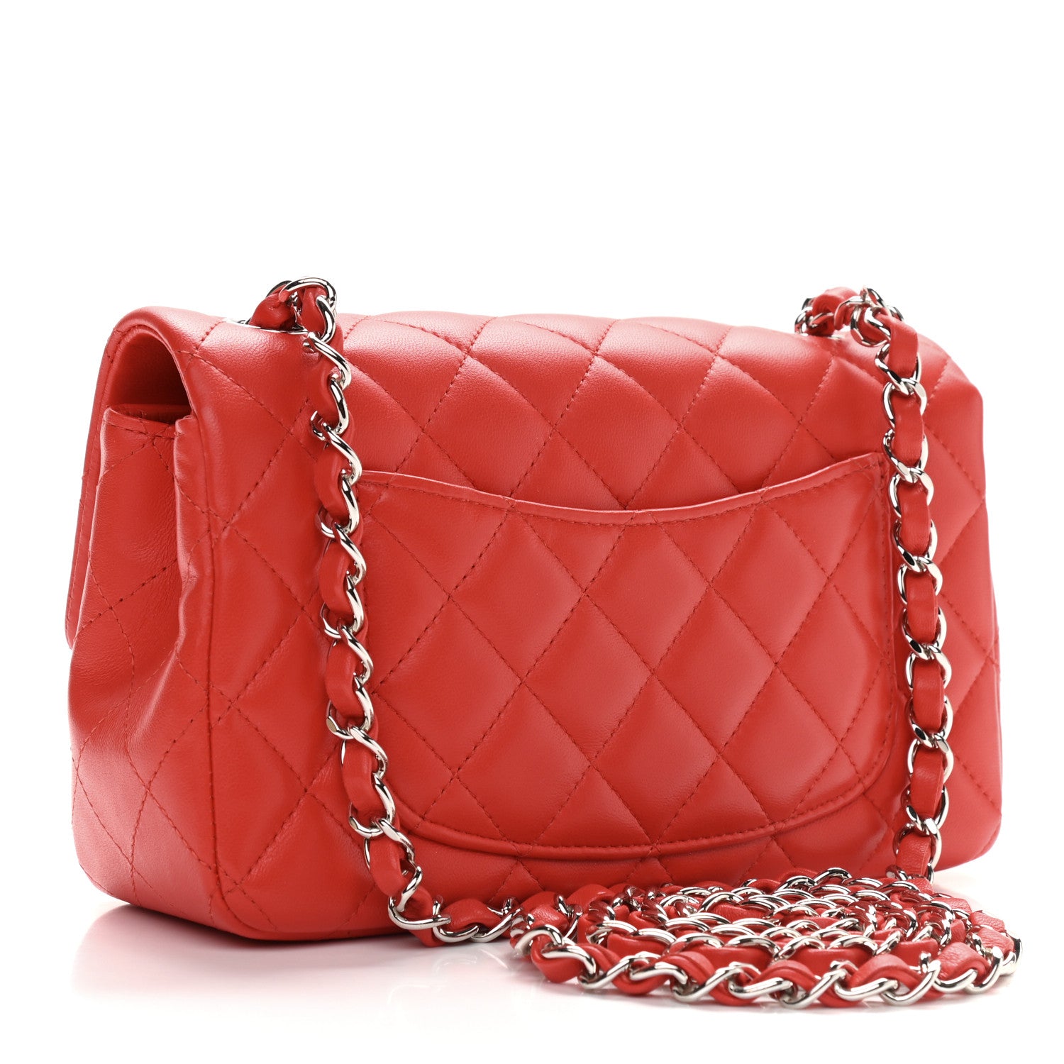 Chanel Lambskin Quilted Mini Rectangular Flap Red 3 of 9