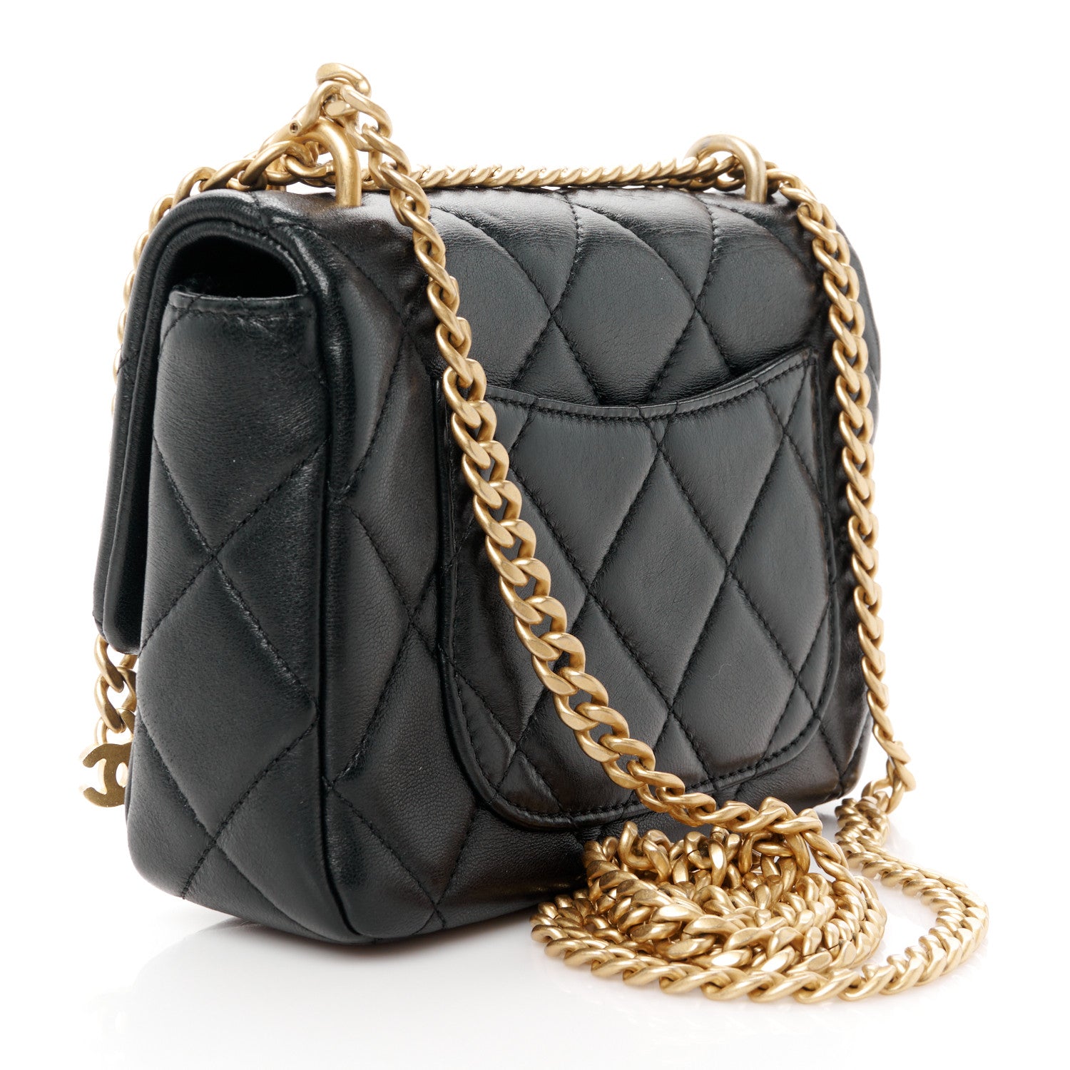 Chanel Lambskin Enamel Quilted Mini Pending CC Square Flap Black 3 of 11