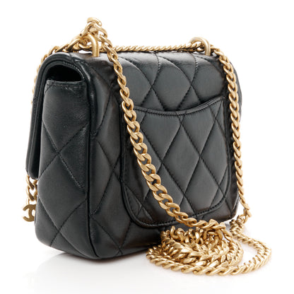 Chanel Lambskin Enamel Quilted Mini Pending CC Square Flap Black 3 of 11