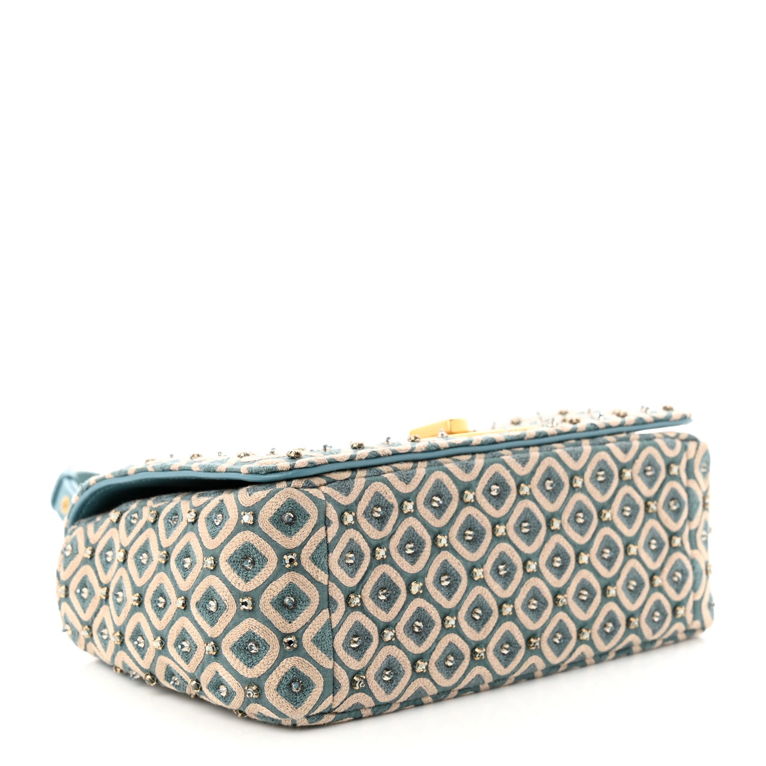 Christian Dior Calfskin Strass Embroidered Small Caro Bag Blue 4 of 13