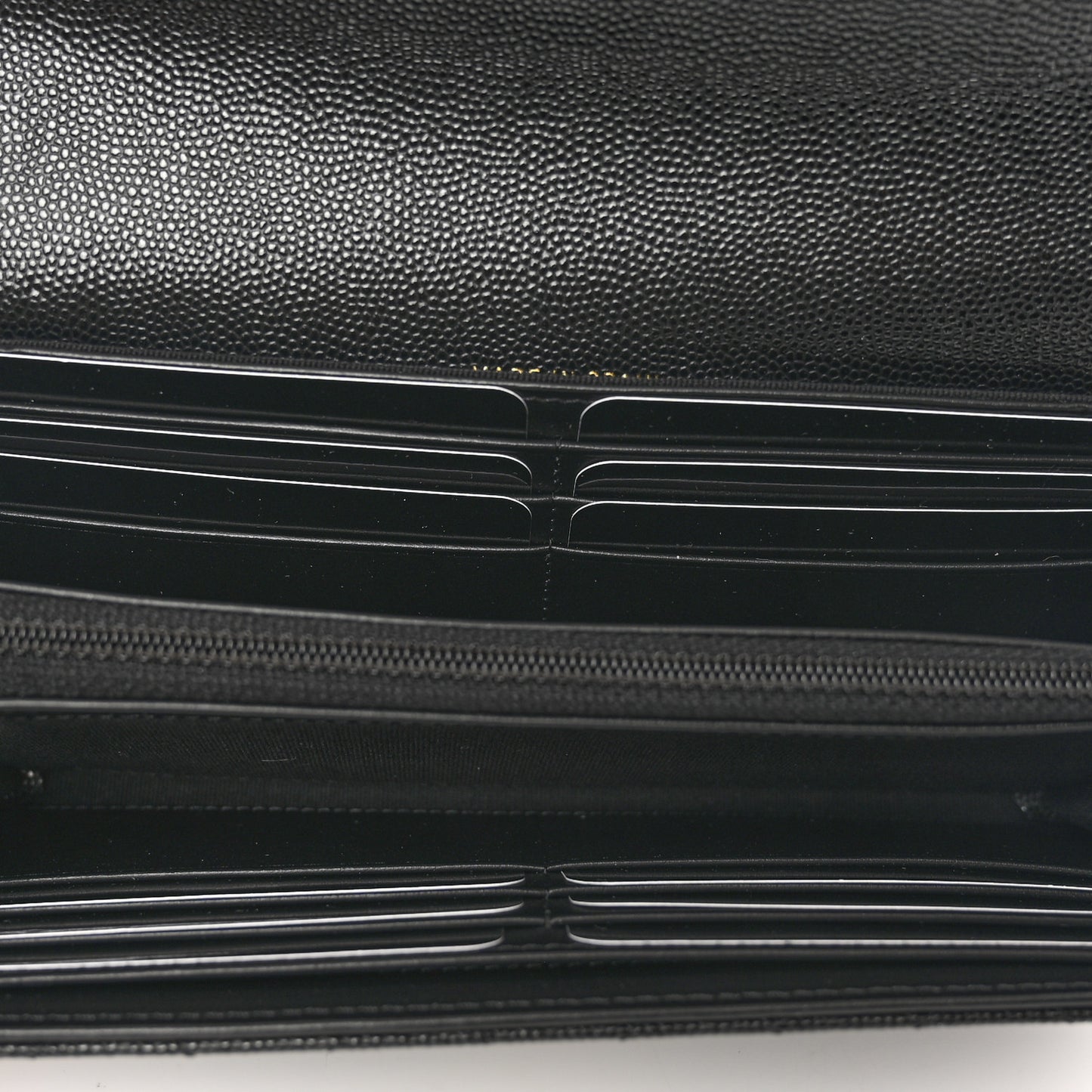 Caviar Quilted Crystal CC Large Gusset Flap Wallet Black