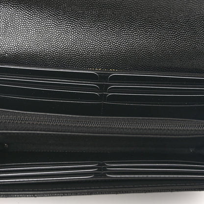 Chanel Caviar Quilted Crystal CC Large Gusset Flap Wallet Black 5 of 9