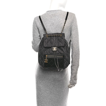 Chanel Denim Calfskin Quilted Backpack Black 2 of 10