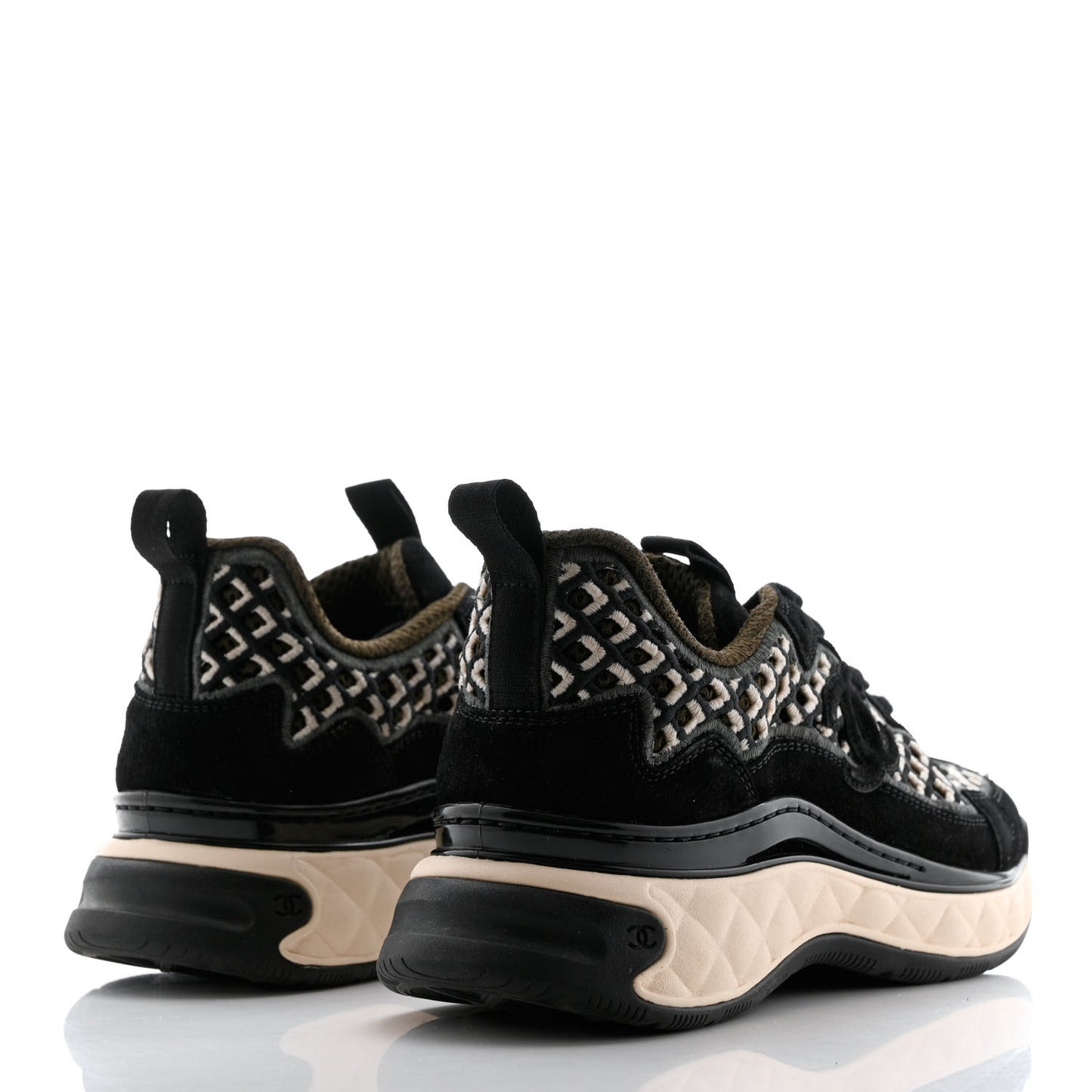 Suede Calfskin Embroidered CC Sneakers 38 Black