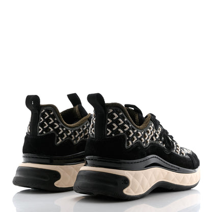 Chanel Suede Calfskin Embroidered CC Sneakers 38 Black 4 of 9