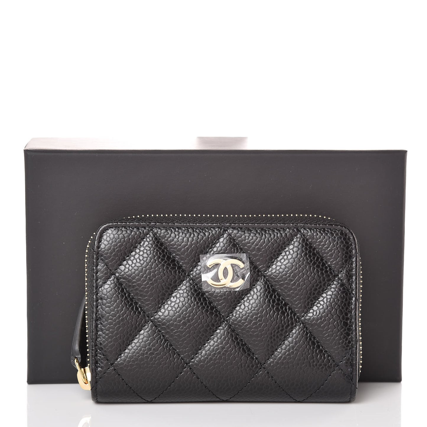 Caviar Quilted Zip Coin Purse Black
