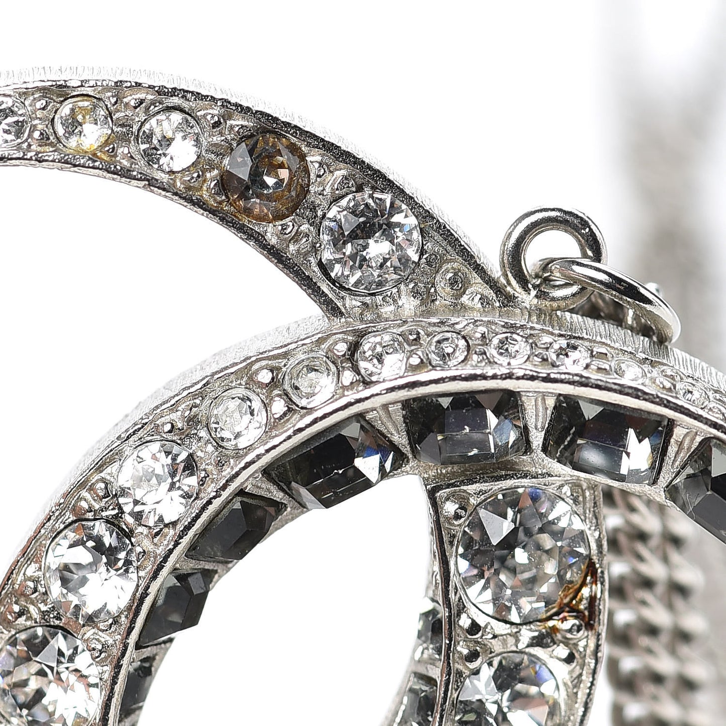 Baguette Crystal Moon CC Necklace Silver