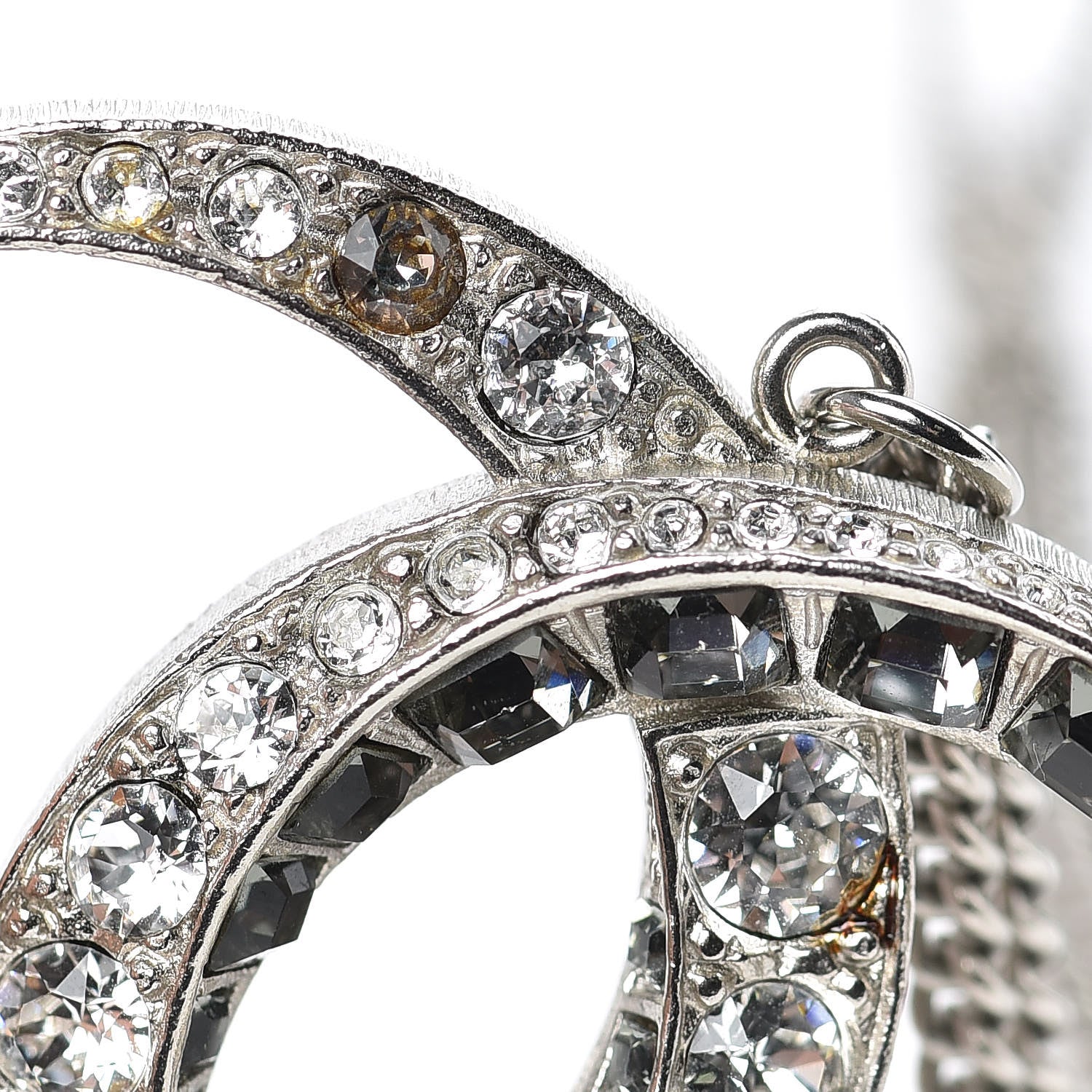 Chanel Baguette Crystal Moon CC Necklace Silver 6 of 7
