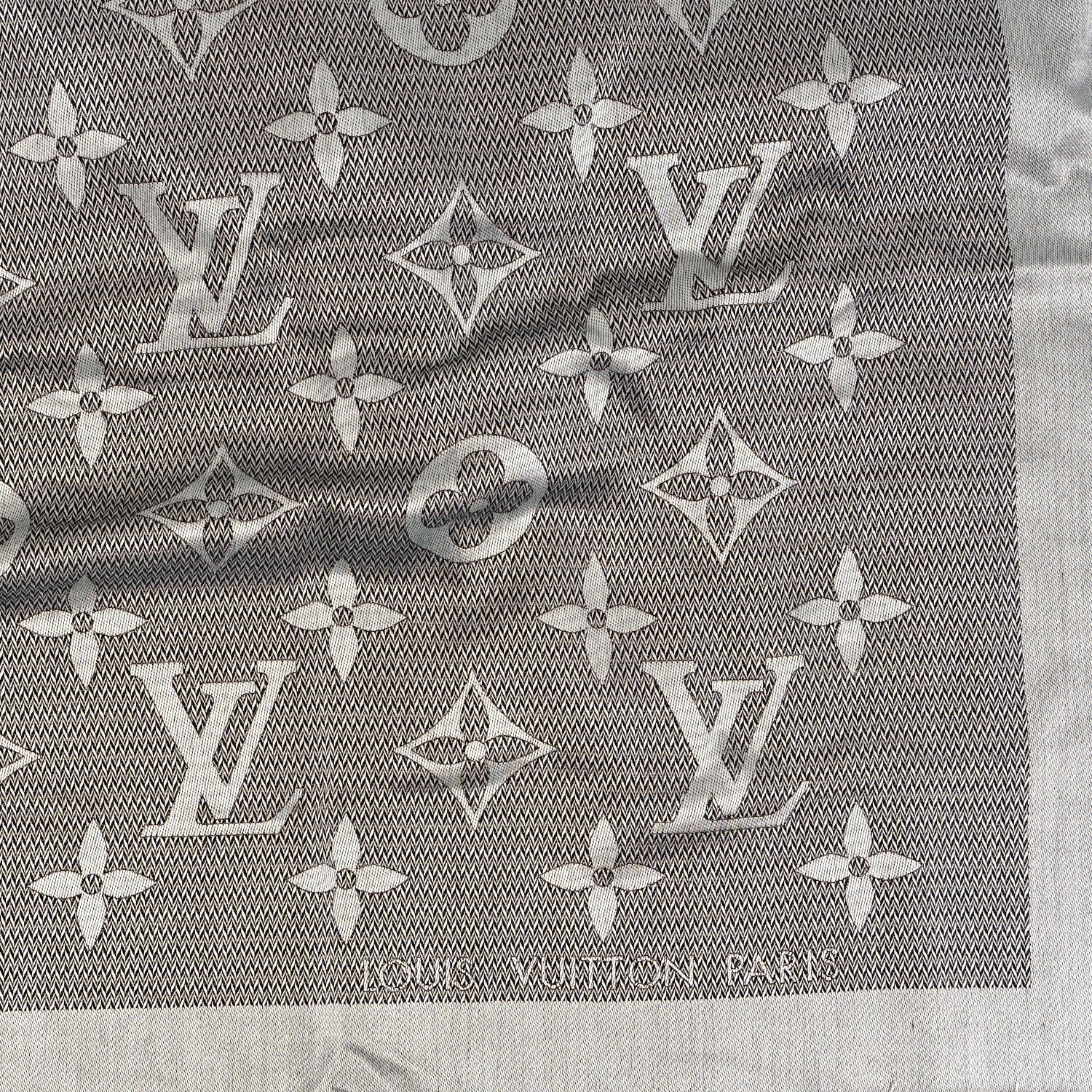 Louis Vuitton Silk Wool Beyond Monogram Shawl Silver 3 of 3