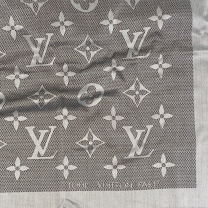 Louis Vuitton Silk Wool Beyond Monogram Shawl Silver 3 of 3