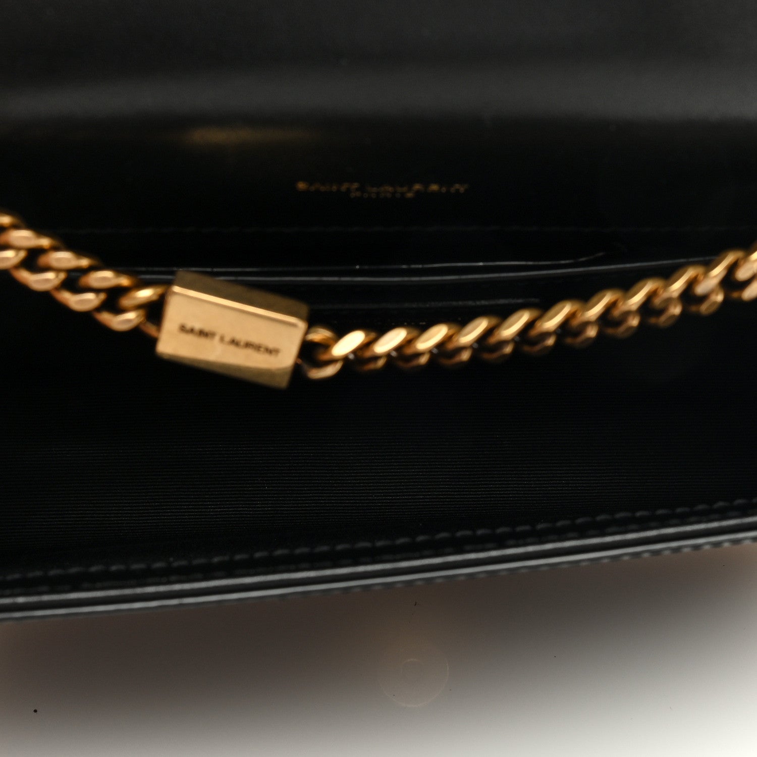 Saint Laurent Nappa Patent Calfskin Two-Toned Small Monogram Kate Satchel Alabastro Black 6 of 8