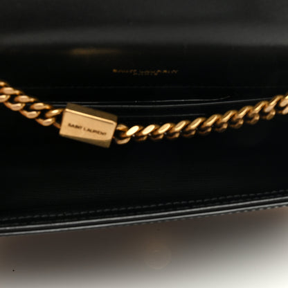 Saint Laurent Nappa Patent Calfskin Two-Toned Small Monogram Kate Satchel Alabastro Black 6 of 8