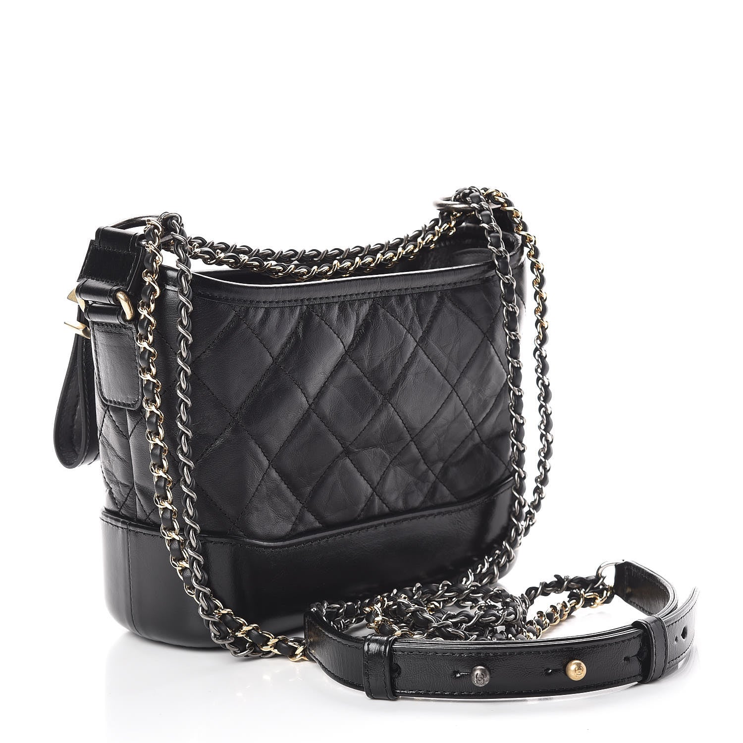Chanel Aged Calfskin Quilted Small Gabrielle Hobo Black 3 of 10
